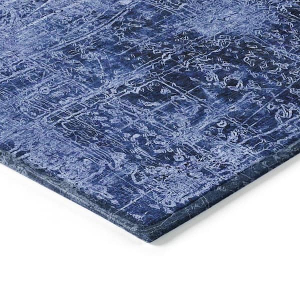 Chantille ACN559 Navy 2 ft. 3 in. x 7 ft. 6 in. Machine Washable Indoor/Outdoor Geometric Runner Rug