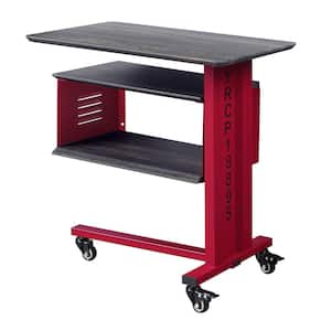 Cargo 24 in. Red Rectangle Wood End Table with Wall Shelf