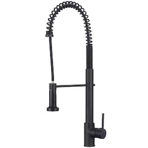 Single Handle Pull-Down Commercial Pull Down Sprayer Kitchen Faucet with Dual Action in Matte Black
