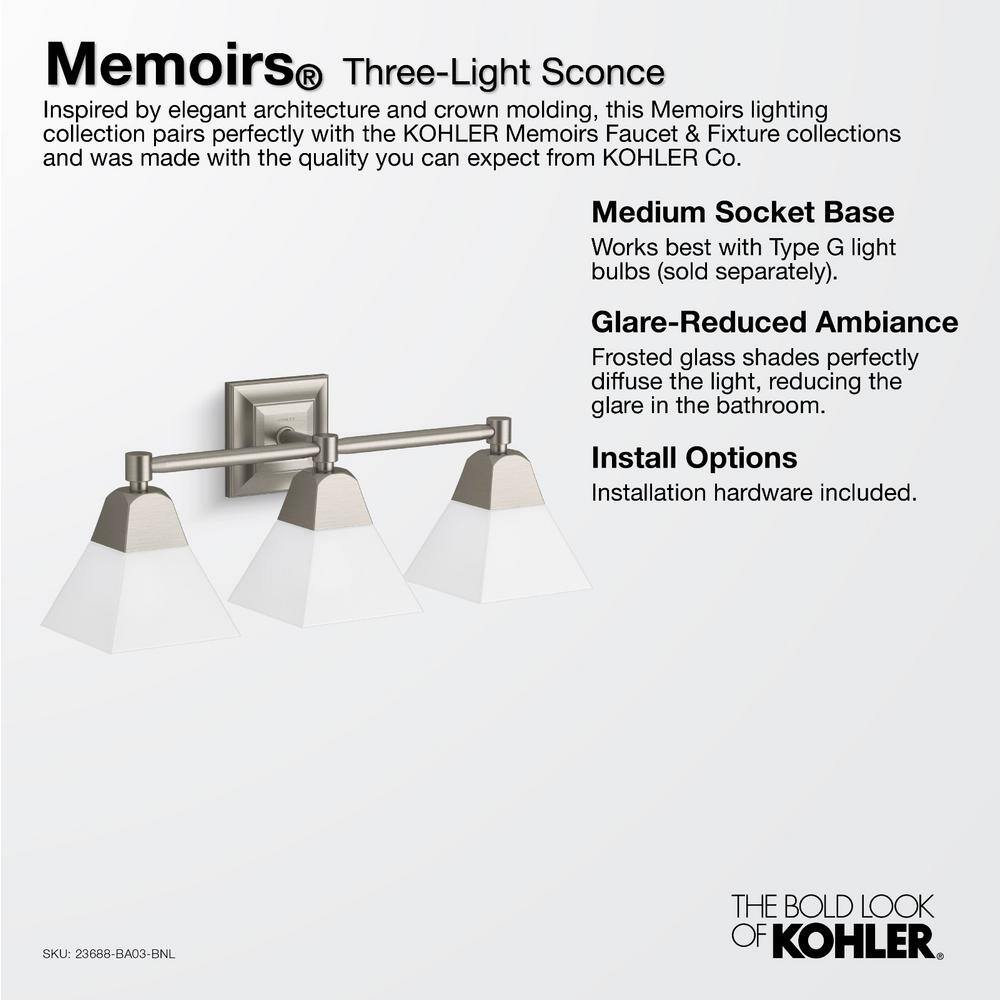 Elegant Memoirs 24'' Polished Nickel Three-Light Bathroom Sconce
