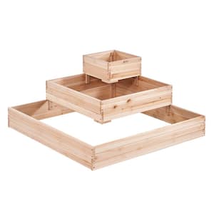 Raised Garden Bed 3.7 ft. x 3.7 ft. x 1.7 ft. Wooden Planter Box with Open Base Outdoor Planting Boxes