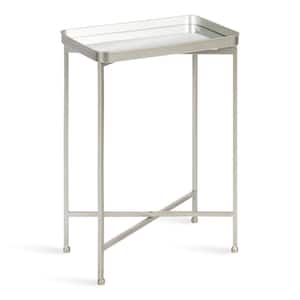 Celia 18 in. Silver Rectangle Glass End Table
