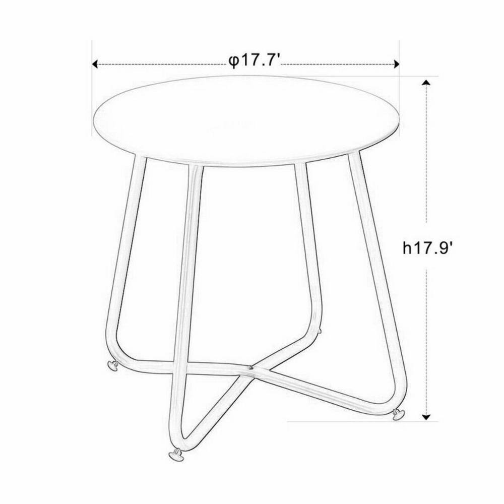 Black Round Steel Patio Side Table with Adjustable Feet
