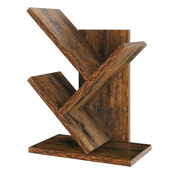 Rustic Brown 11.8 in. x 16 in. Wood Modern 2-Tier Desk Display Shelf ...