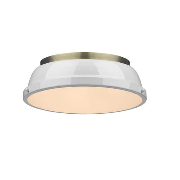 Golden Lighting Duncan AB 2-Light Aged Brass Flush Mount Light