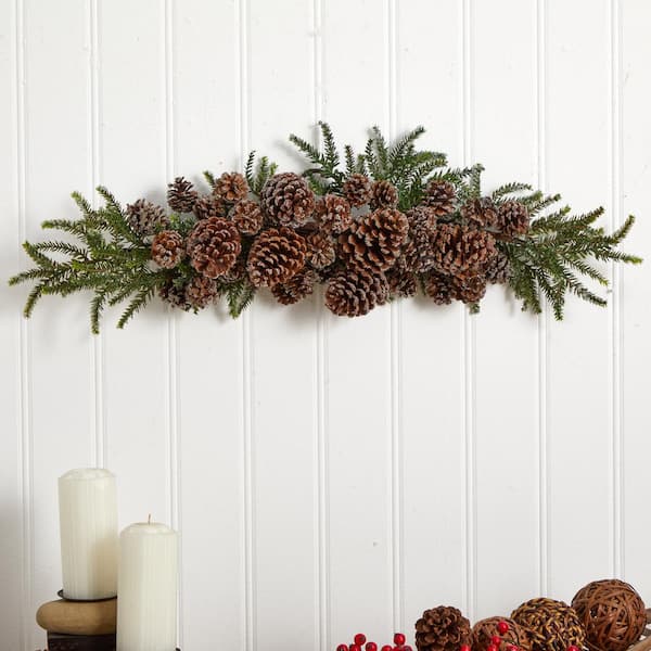 28in. Iced Pine Cone Swag