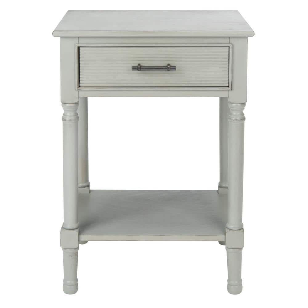 Distressed Grey Wood 1-Drawer Accent Table with Shelf