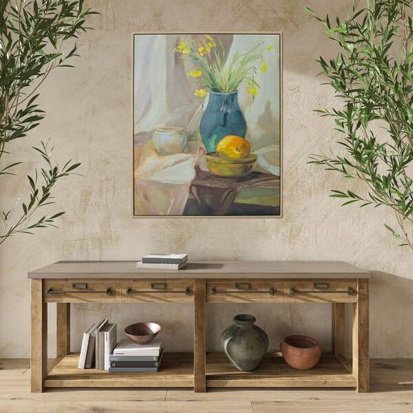 絵画 flk040097 Still Life Vase Hand Painted Floater Frame Wall Art Print 24 in. x