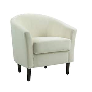 Beige Linen Upholstered Barrel Arm Chair(Set of 1)