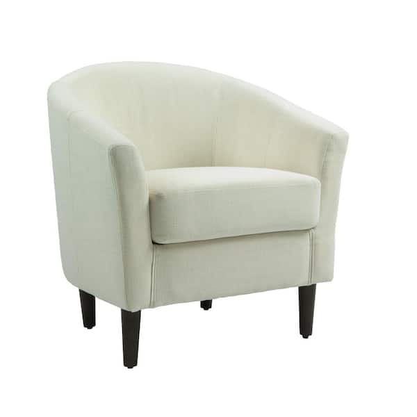 Uixe Beige Linen Upholstered Barrel Arm Chair(Set of 1)