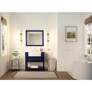 Williamson 36 in. W x 22 in. D x 35.7 in. H Bath Vanity in Navy Blue with White Quartz Vanity Top with White Basin