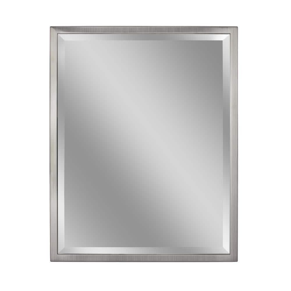 Deco Mirror 24 In W X 30 In H Framed Rectangular Beveled Edge Bathroom Vanity Mirror In Brush Nickel 8020 The Home Depot