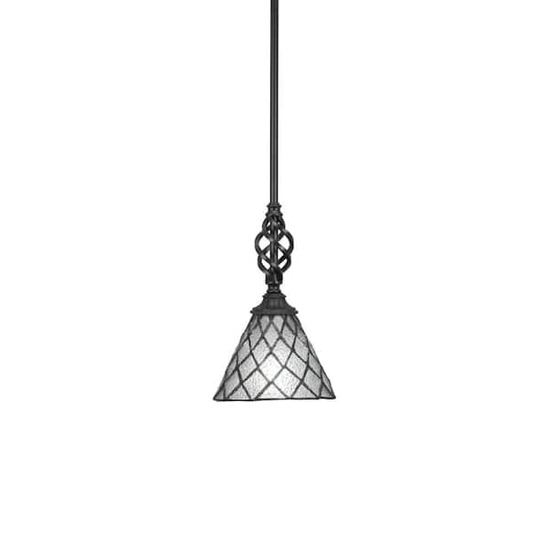 Unbranded Bridgewater 100 W 1-Light Matte Black Standard Mini Pendant Light with Glass Shade
