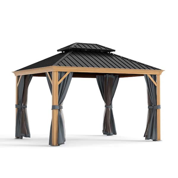 Sizzim 10 ft. x 12 ft. Outdoor Dual-Layer Galvanized Steel Gazebo