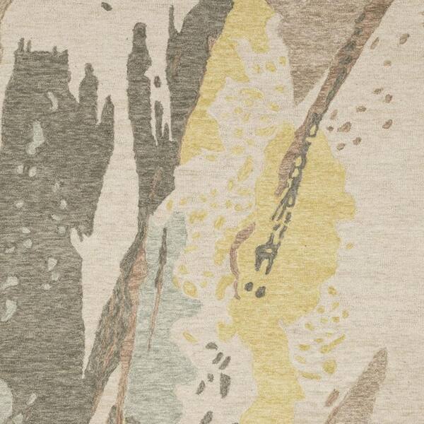 8 ft. x 10 ft. Beige, Yellow Abstract Washable Area Rug