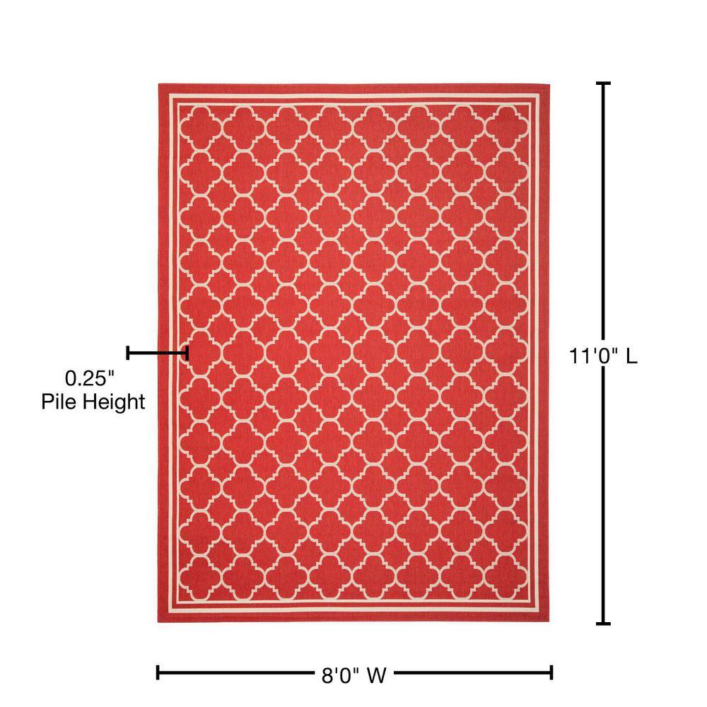 Red Synthetic Flat Woven Stain-Resistant 8' x 11' Area Rug
