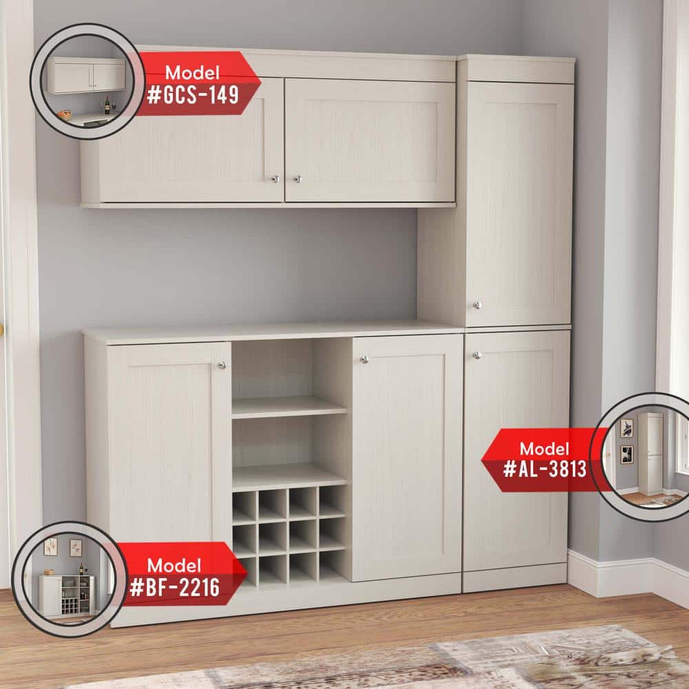 Shaker White 52'' Wall Mounted Buffet Cabinet with Adjustable Shelves