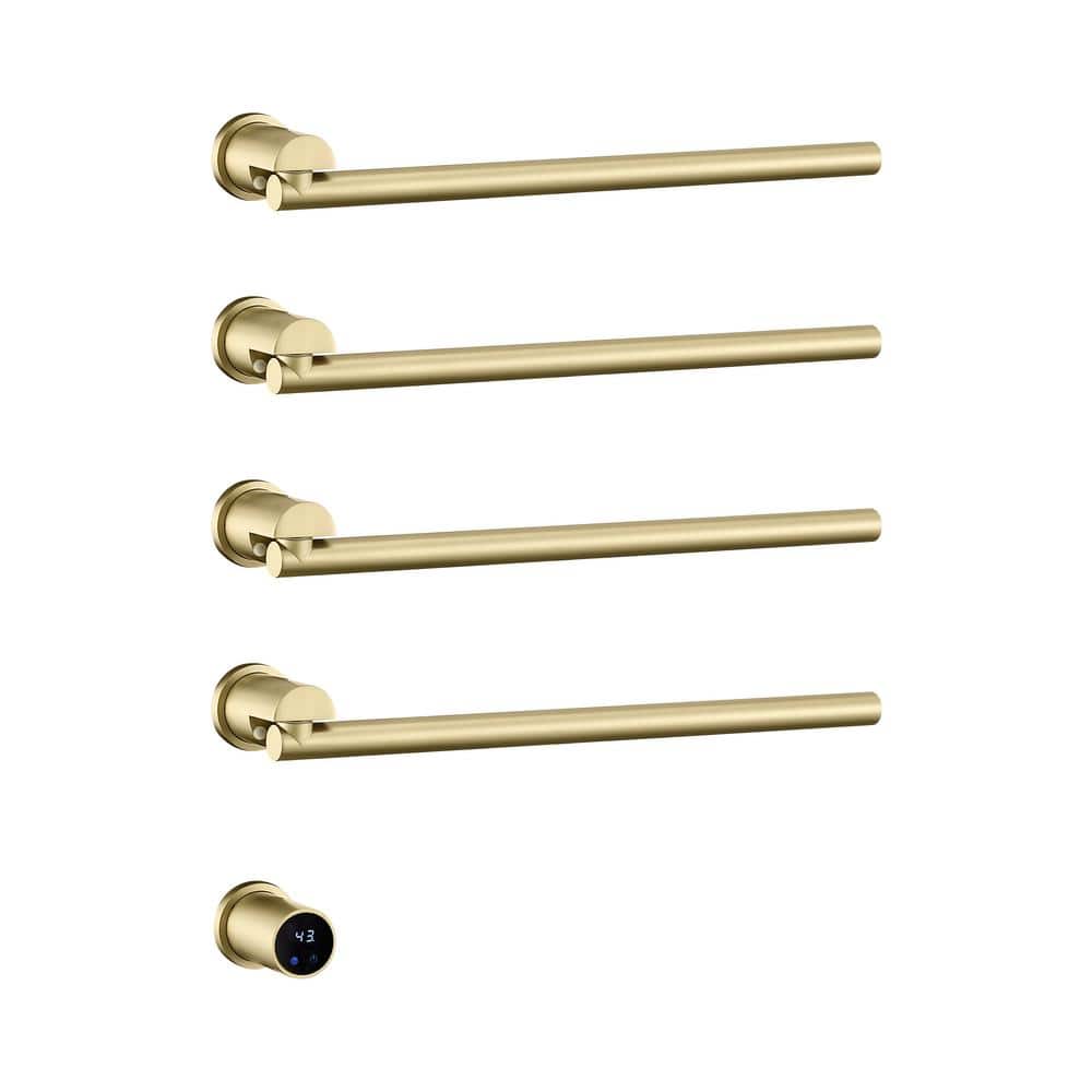 4-Bar Plug-In/Hardwired Swingable Wall Mounted Electric Towel Warmer Rack in Brushed Gold price history on PriceWatchPro