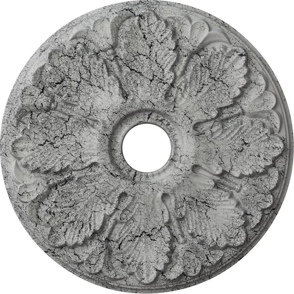 Ekena Millwork 1 in. x 24-1/2 in. x 24-1/2 in. Polyurethane Milan Ceiling Medallion, Ultra Pure White Crackle