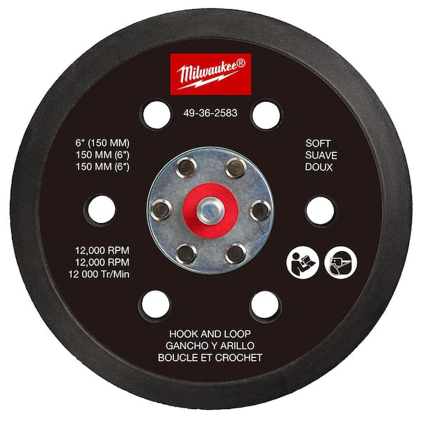Milwaukee 6 in. Hook and Loop Sander Backing Pad - Soft