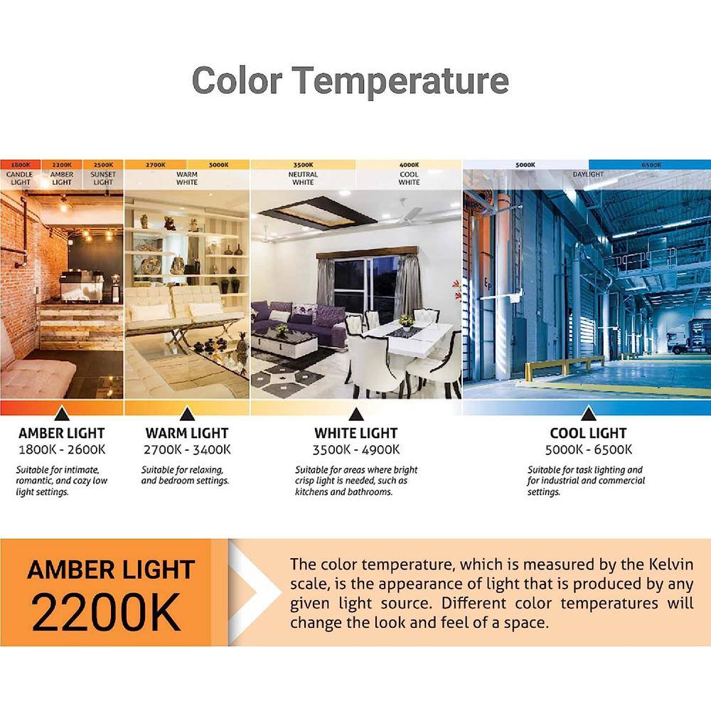Amber 8.74'' Clear LED Tubular Dimmable Light Bulbs (Set of 10)