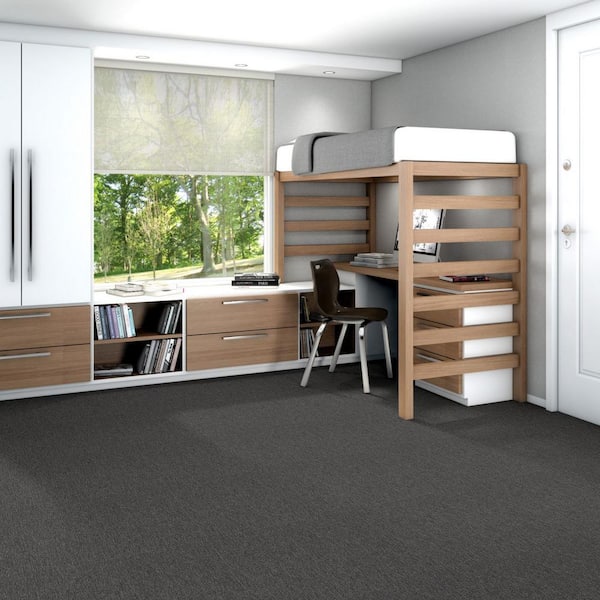 Hampton - Pewter - Gray Commercial/Residential 24 x 24 in. Glue-Down Carpet Tile Square (80 sq. ft.)