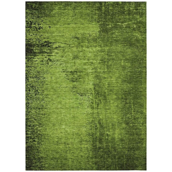 HomeRoots Green 8 ft. x 10 ft. Woven Abstract Rectangle Indoor/Outdoor Area Rug