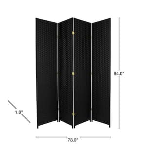 7 ft. Black 4-Panel Room Divider