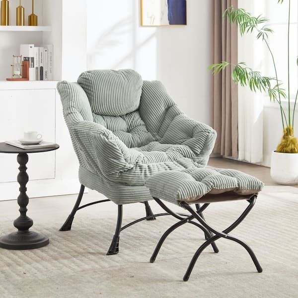 Unbranded Light Green Lazy Chair with Ottoman Lounge Accent Armchair with Side Pocket Leisure Upholstered Sofa Chair Reading Chair