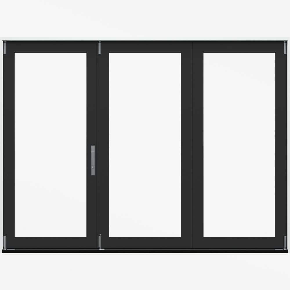 108 in. x 80 in. F4500 Right-Hand Black/White Fiberglass 3-Panel Folding Patio Door with Low-E Glass and Nickel Handle price history on PriceWatchPro