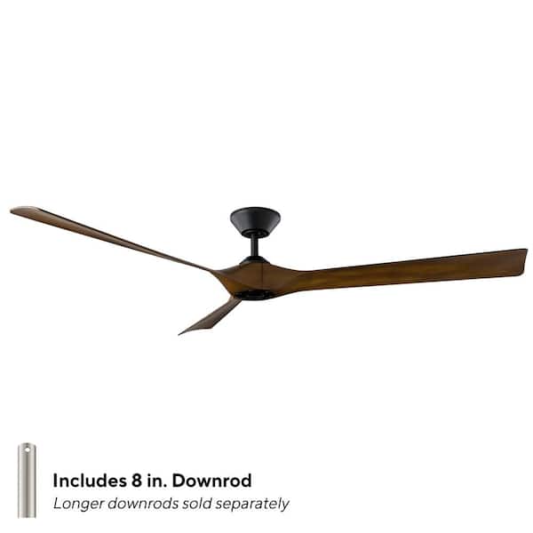 Torque 70 in. Smart Indoor Outdoor 3-Blade Ceiling Fan Matte Black Distressed Koa with Remote Control