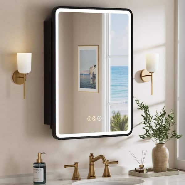 HBEZON 20 in. W x 28 in. H Rectangular Iron Recessed/Surface