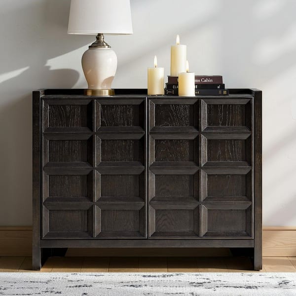 Jhelum Black 32 in. Storage Cabinet with Adjustable Shelves