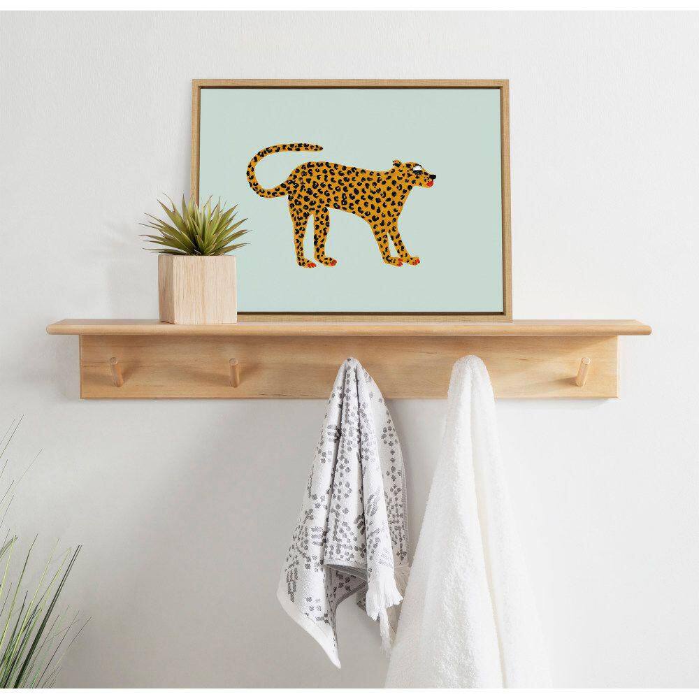 Natural Framed Glam Cat Print on Canvas, 18x24