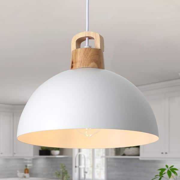 LWYTJO Joylin 1-Light White Shaded Single Dome Pendant Light with