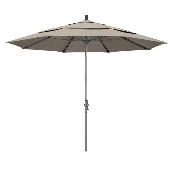 California Umbrella 11 ft. Hammertone Grey Aluminum Market Patio ...