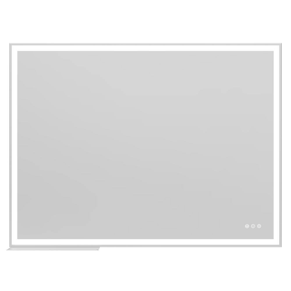 48 in W x 36 in. H White Rectangular LED Anti-Fog Touch Switch Bathroom Wal