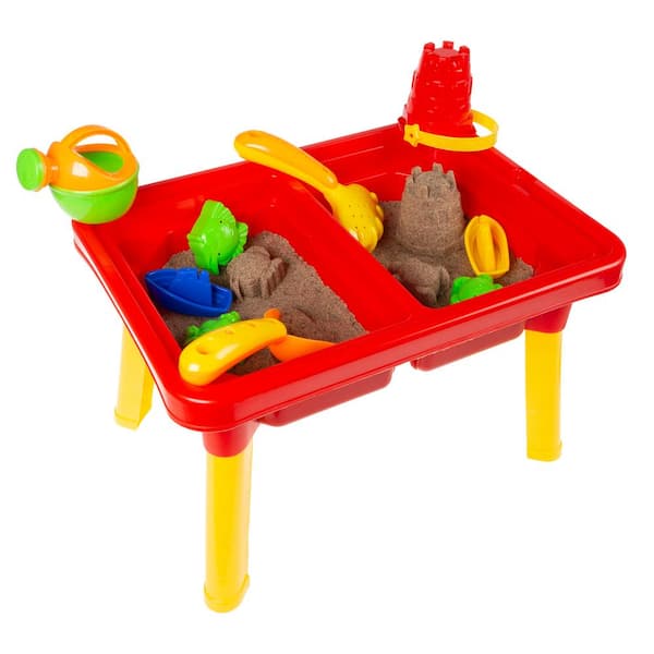 Water or Sand Sensory Table with Lid and Toys - Portable Covered Activity Playset by Hey! Play!