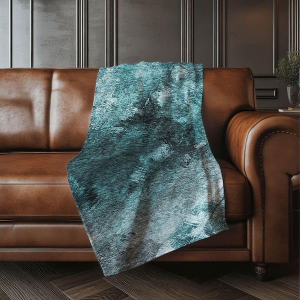 Premium Machine Washable ASB590 Teal 50 in. x 70 in. Sherpa Throw Blanket