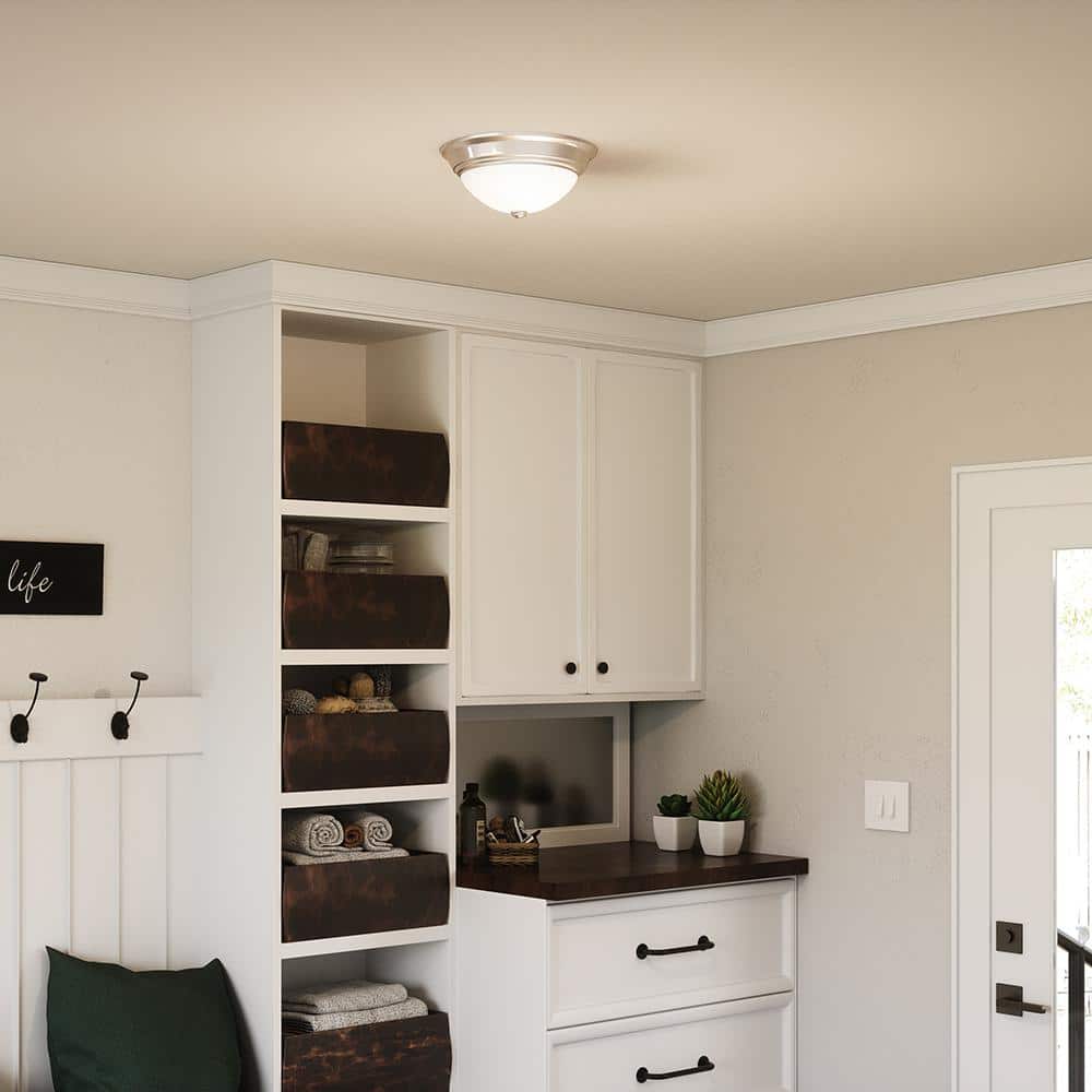 Erwin 13" Brushed Nickel and Glass LED Flush Mount