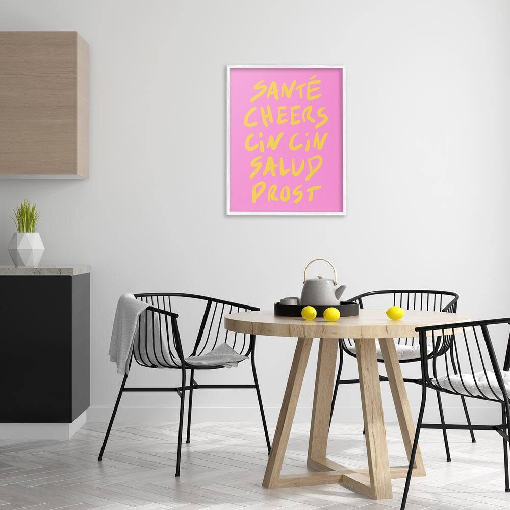 Multilingual Cheers on Pink by House of Lulu White Framed Typography Giclee Art Print 30 in. x 24 in. price history on PriceWatchPro