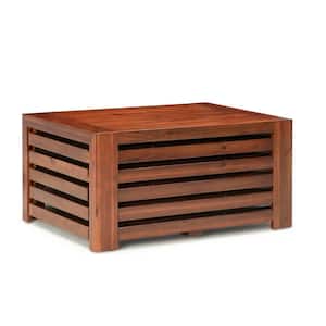 Transformer Table 37.25 in. Dark Mulberry Rectangle Wood Coffee Table with Storage for Table Panels