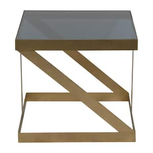 22 in. Black Square Glass Accent Table