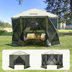 Pop Up Gazebo Tent 10 ft. x 10 ft. Screen Tent Pop-Up Screen Tent 6 Sided Canopy with 6 Removable Privacy Wind Cloths