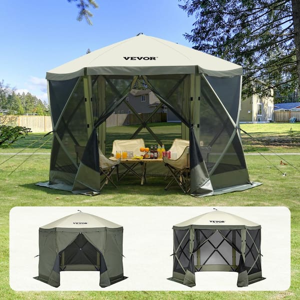 VEVOR Pop Up Gazebo Tent 10 ft. x 10 ft. Screen Tent Pop-Up Screen Tent 6 Sided Canopy with 6 Removable Privacy Wind Cloths