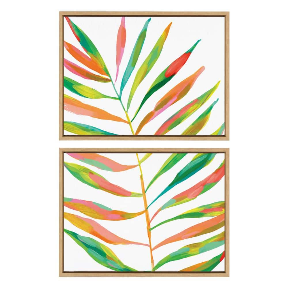 Natural Colorful Plant Leaf Canvas Art Set, 18x24, 2 Pieces