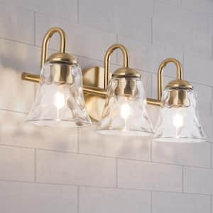 Austin 18.3 in. 3-Light Brass Vanity Light with Glass Shade