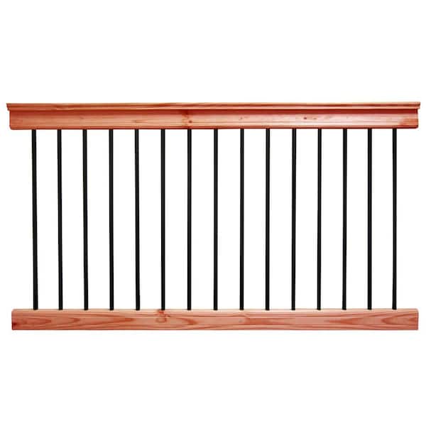 Unbranded 6 ft. Pressure-Treated Aluminum and Redwood-Tone Southern Yellow Pine Preassembled Rail Kit