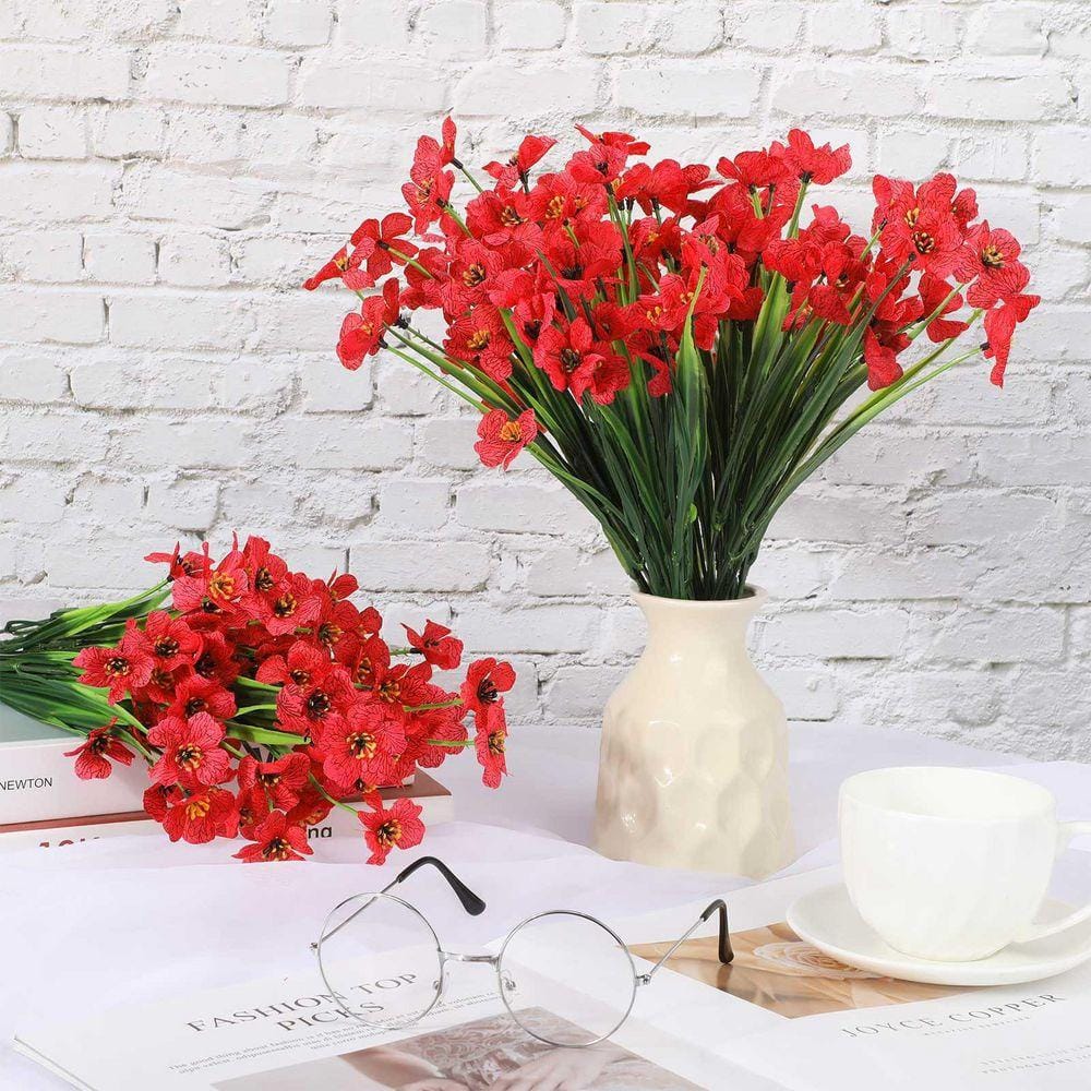 14 in. Red Outdoor Artificial Flower UV Resistant 100-Bundles