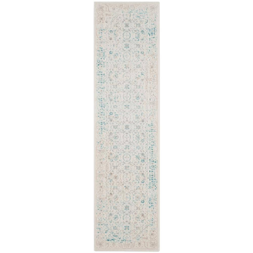 Passion Turquoise/Ivory 2 ft. x 8 ft. Border Runner Rug price history on PriceWatchPro